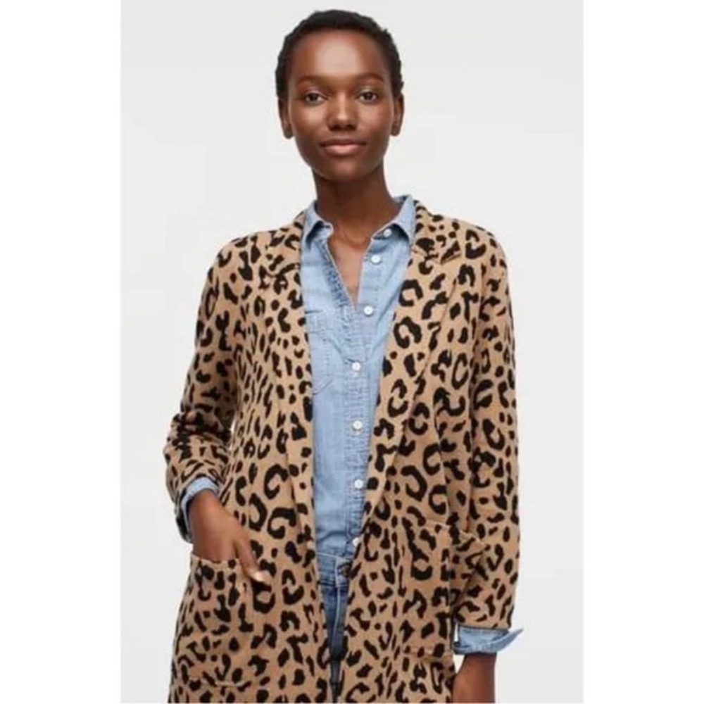 J crew leopard sweater blazer NWT